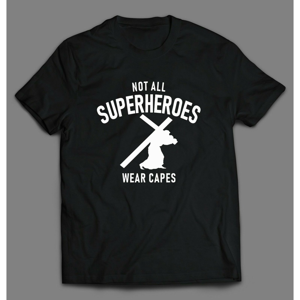 เสื้อยืดผ้าฝ้ายพิมพ์ลายขายดี-เสื้อยืดคอกลม-ผ้าฝ้าย-พิมพ์ลาย-not-all-superheroes-wear-capes-christian-1-สําหรับผู้ชาย