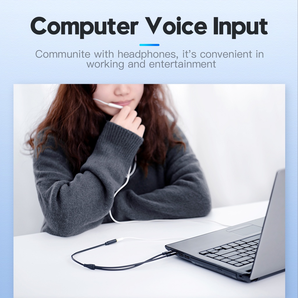 รูปภาพของ Vention สายเคเบิลแยกหูฟัง ขยาย ช่องเสียบชุดหูฟัง ตัวเมีย 3.5 มม. เป็นตัวผู้ 2 หัว สําหรับพีซี BBU/BBL