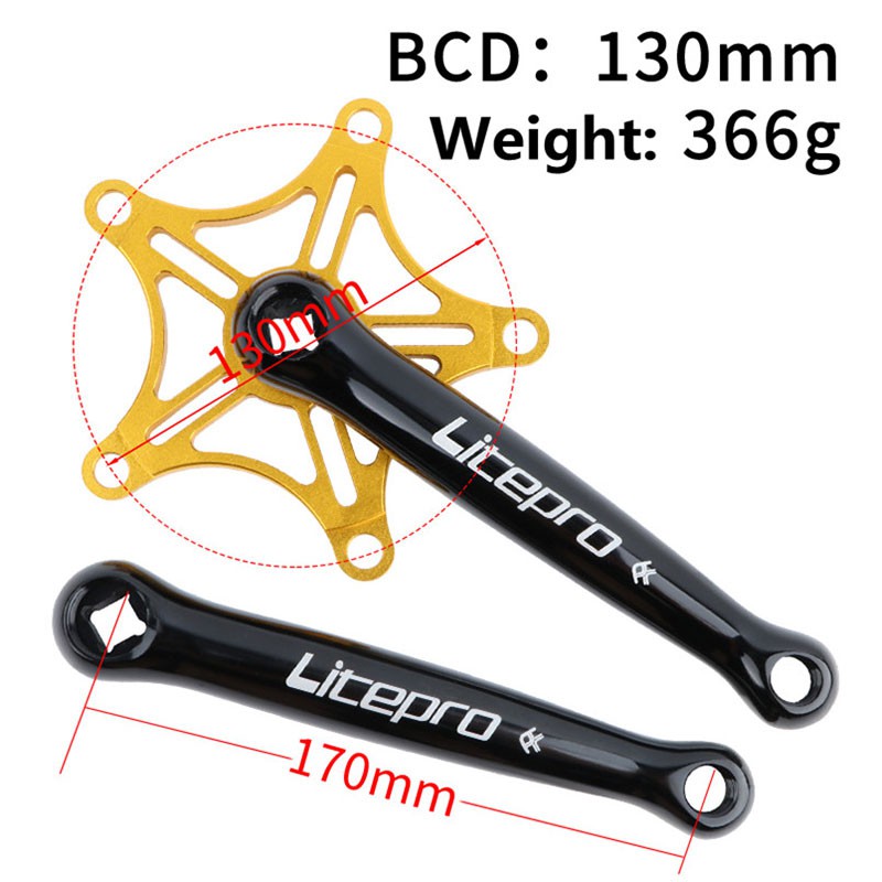 litepro-ข้อเหวี่ยงจักรยานพับได้-สองสี-bcd130-มม-3