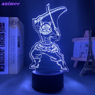 โคมไฟกลางคืน Led 3d ลายการ์ตูนอนิเมะ Demon Slayer Kimetsu No Yaiba 3d ของขวัญวันเกิด สําหรับตกแต่งห้องนอน Inosuke Hashibira