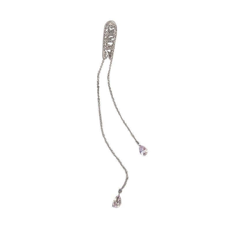 flash-drill-tassel-single-earring-long-design-metal-ear-cuff-chain-personalized-pierced-earrings-for-girls-for-women-low