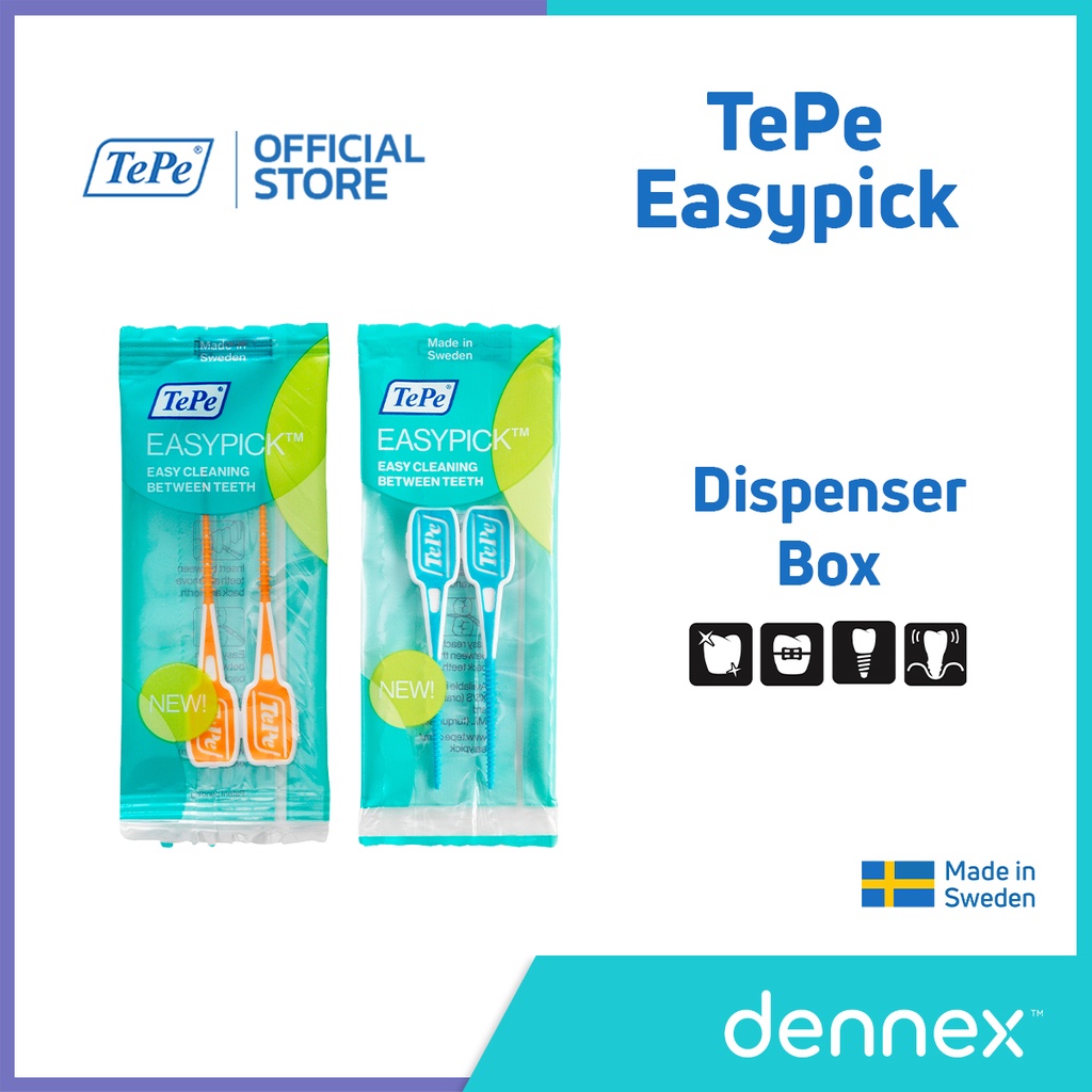 tepe-easypick-ไม้จิ้มฟันซิลิโคน-เทเป้-อีซี่พิค-dispenser-box-100-ซอง-ซองละ-2-ชิ้น-by-dennex