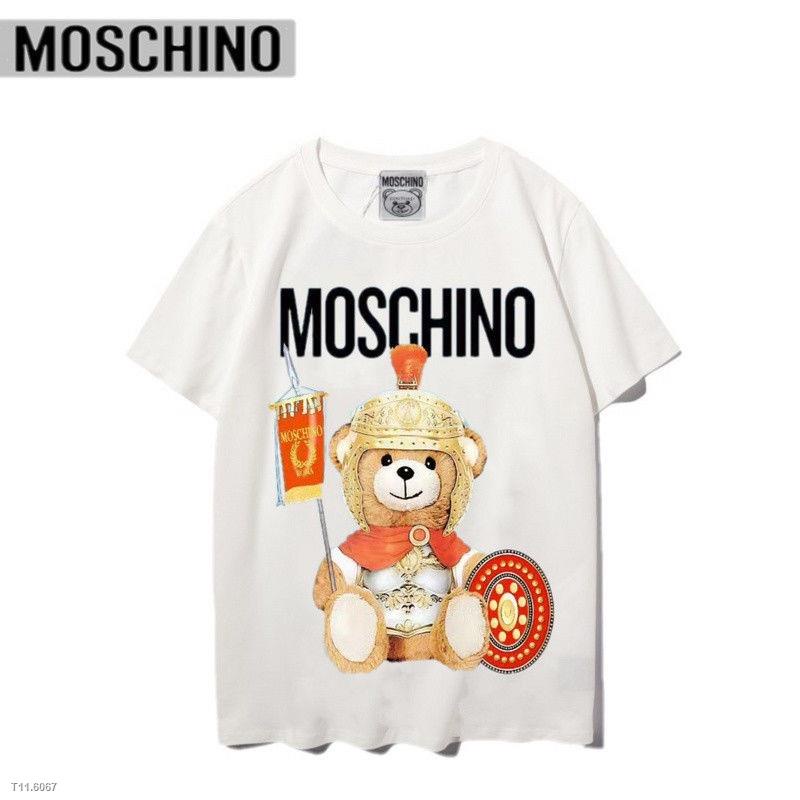 เสื้อยืดผ้าฝ้ายพิมพ์ลายคลาสสิก-moschino-ป้ายห้อย-ป้ายเสื้อเกราะนักรบหมีแขนสั้น