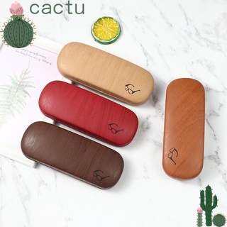 Cactu กล่องแว่นตาอ่านหนังสือ หนัง PU แข็ง แบบพกพา ลายไม้ โลหะ คุณภาพสูง สําหรับผู้ชาย ผู้หญิง