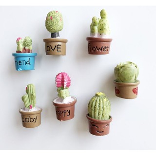 เซ็ท 7ชิ้น แม่เหล็กติดตู้เย็นแคคตัส กระบองเพชร ตะบองเพชร ติดดีไม่หลุด Cactus Magnet