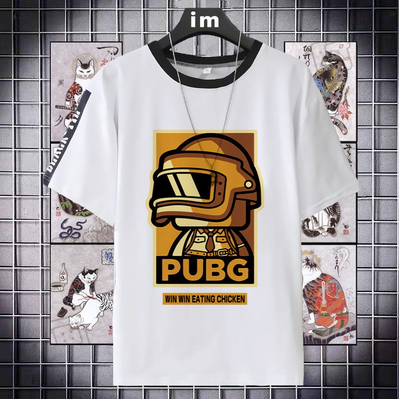 เสื้อยืดแขนสั้น-playerunknown-s-battlegrounds-สำหรับบุรุษและสตรี-สไตล์เดียวกันกับเสื้อผ้า-voldemort-เกมครึ่งแขนครึ่งแข