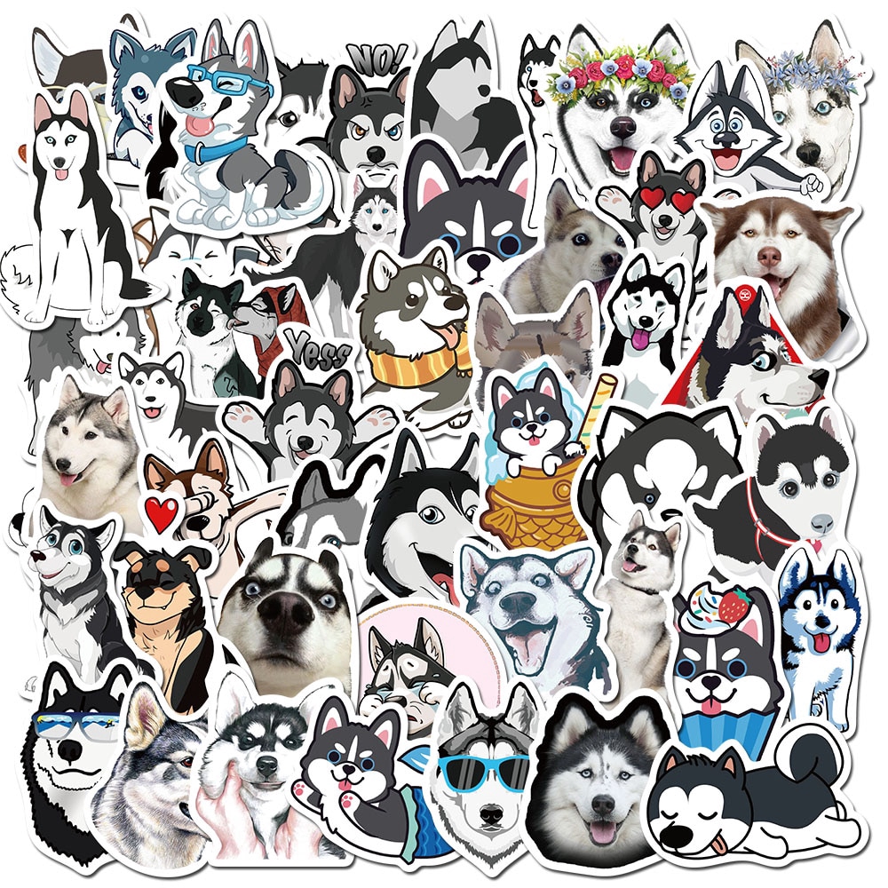 สติ๊กเกอร์ลายสัตว์เลี้ยง-siberian-husky-กันน้ํา-50-ชิ้น