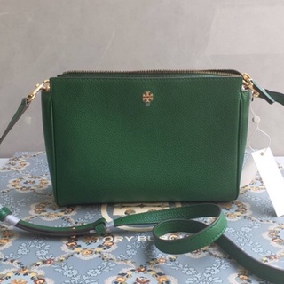 🎀 (สด-ผ่อน) กระเป๋าสะพาย สีเขียว Emerald Stone 10 นิ้ว 74101 tory burch Blake Crossbody Pebbled leather