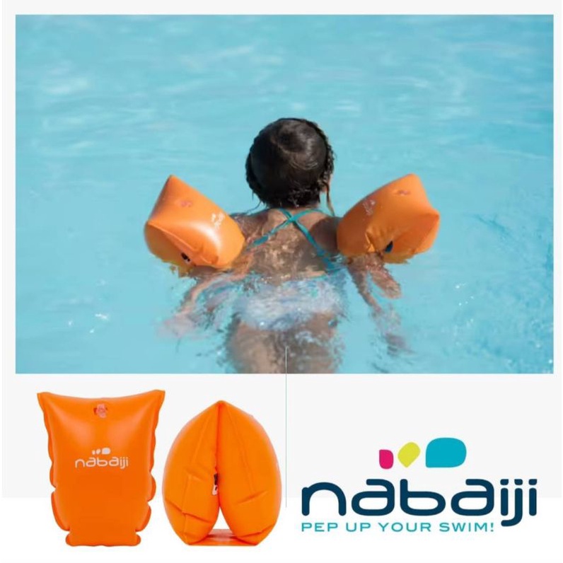 ภาพหน้าปกสินค้าห่วงยางสวมแขน สีส้ม nabaiji