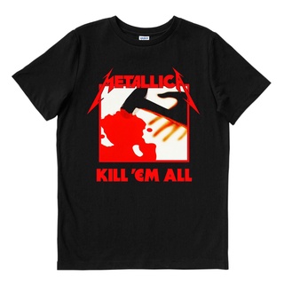 คอลูกเรือเสื้อยืดคอกลมเสื้อยืด ผ้าฝ้าย พิมพ์ลาย Metallica Kill Band Em All Band สําหรับผู้ชาย O65YT 666889ผ้าฝ้