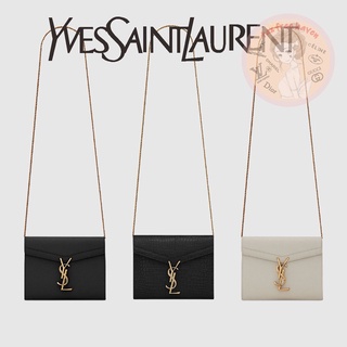 Shopee ราคาถูกสุดๆ 🔥 ของแท้ 100% 🎁 Yves Saint Laurent Brand New Cassandra Grain Embossed Leather Chain Wallet