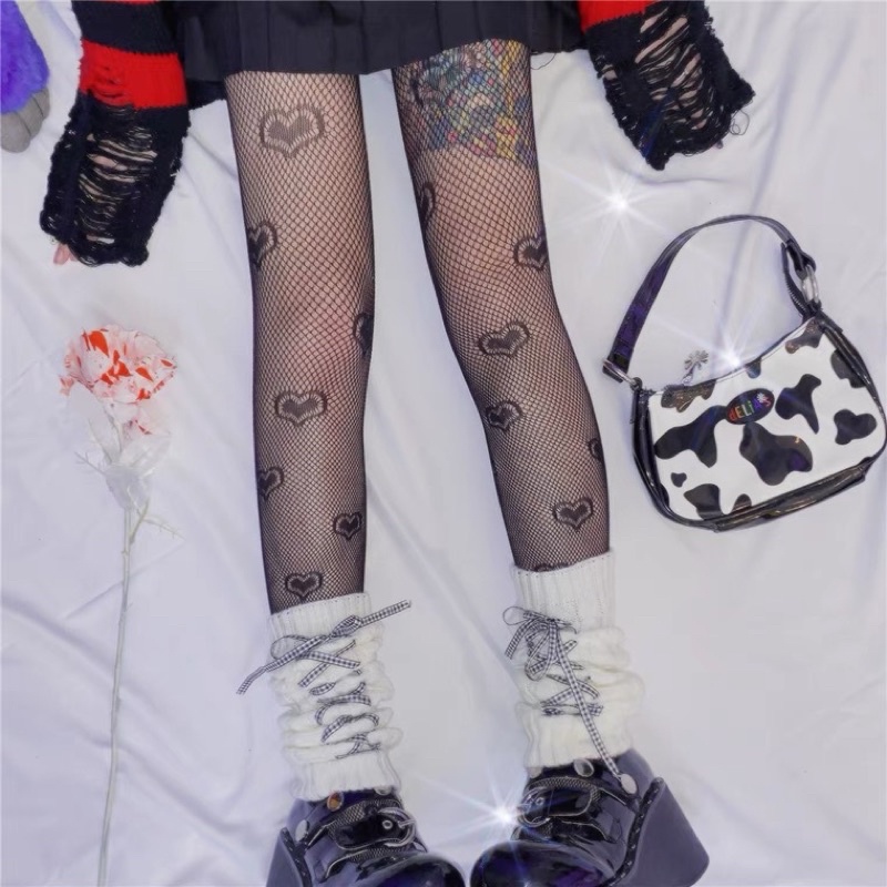 sale-ถุงน่องลายหัวใจ-socks-tights-gothic-พร้อมส่ง