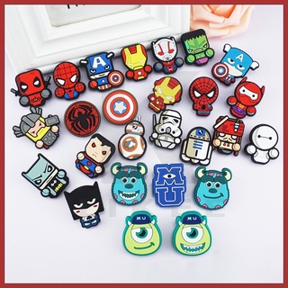 ราคาDIY รองเท้า Marvel ภาพยนตร์ Animation Marvel Hero อะนิเมะ Crocs ตกแต่งรองเท้า Charms Pins สติกเกอร์ Jibbitz บุคลิกภาพสำหรับ Crocs