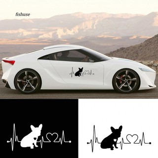 Fhue_french Bulldog Heartbeat สติกเกอร์สะท้อนแสงสำหรับตกแต่งรถยนต์