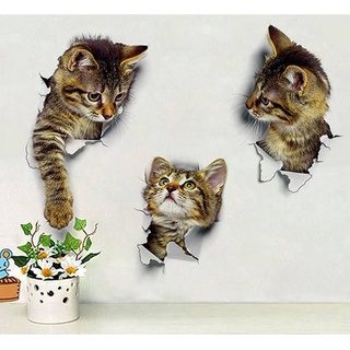 สินค้า สติกเกอร์แมว 3 มิติ สติกเกอร์ ของเล่น แมว สัตว์เลี้ยง ภาพ ติดห้องนอน ห้องนั่งเล่น ห้องน้ำ ตกแต่งบ้าน DS1