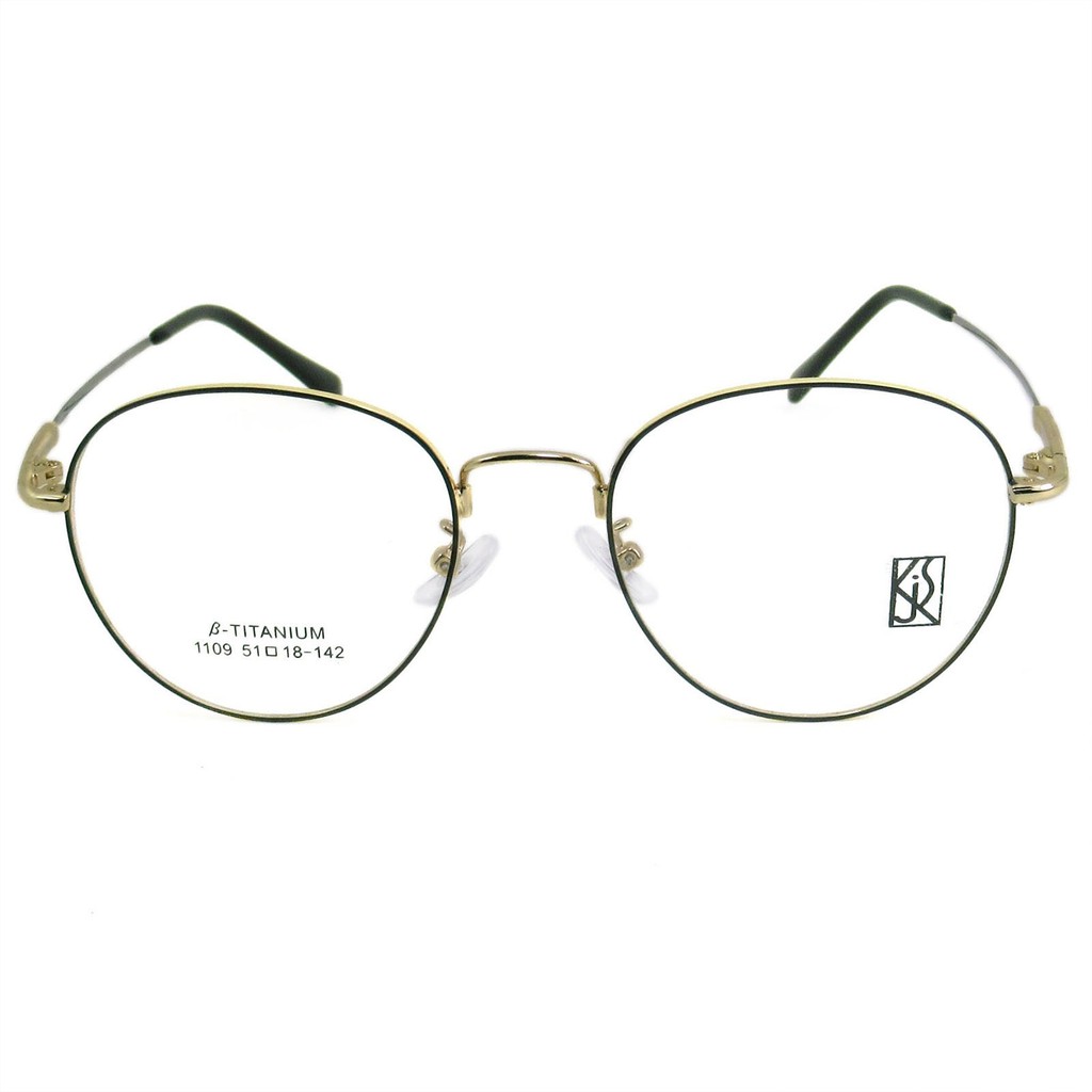 titanium-100-แว่นตา-รุ่น-1109-สีดำตัดทอง-กรอบเต็ม-ขาข้อต่อ-วัสดุ-ไทเทเนียม-สำหรับตัดเลนส์-กรอบแว่นตา-eyeglasses
