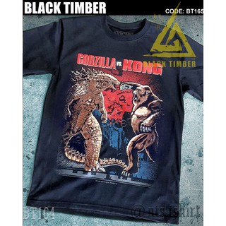 เสื้อยืดผ้าฝ้ายพรีเมี่ยม BT 165 Godzilla VS Kong เสื้อยืด สีดำ BT Black Timber T-Shirt ผ้าคอตตอน สกรีนลายแน่น S M L XL X