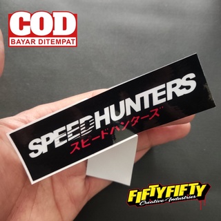 Hitam สติกเกอร์ พิมพ์ลาย SPEED HUNTERS สีดําเงา กันน้ํา สําหรับติดตกแต่งหมวกกันน็อค รถจักรยานยนต์ รถยนต์