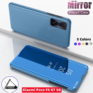 เคสโทรศัพท์มือถือหนัง แบบฝาพับกระจก กันกระแทก หรูหรา สําหรับ Xiaomi Poco F4 GT 5G PocoF4 F3 F2 Pro F2Pro Pocophone F4