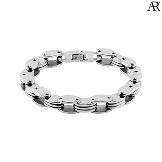 ANGELINO RUFOLO Bracelet ดีไซน์ Oval Chain สร้อยข้อมือผู้ชาย Stainless Steel 316L(สแตนเลสสตีล)คุณภาพเยี่ยม สีเงิน