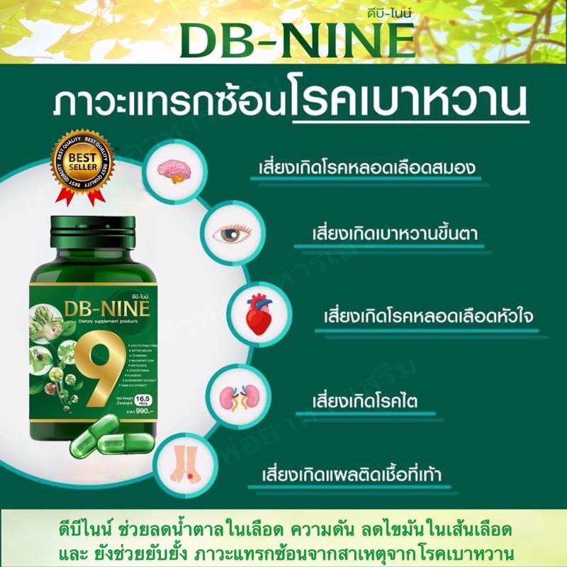 ภาพสินค้า(ส่งฟรี  ) (ฟรี  คูปองส่วนลด100) DB-Nine ดีบีไนน์ อาหารเสริม สมุนไพรเบาหวาน ความดัน ลดน้ำตาลในเลือด จากร้าน jaoporaaharnserm บน Shopee ภาพที่ 7