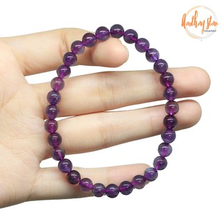 Aomthong กำไลหิน อเมทิสต์ พลอยจำปาศักดิ์ Amethyst ขนาด 6 มม. พลอยสีดอกตะแบก หินสี กำไลหินนำโชค