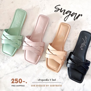 ภาพขนาดย่อของสินค้ารองเท้าไซส์ใหญ่ 41-45 Bigsize แตะสวม สาน หนังนิ่ม รองเท้าแตะ bigsize plussize รองเท้าคนอ้วน รองเท้าสาวสอง สาวอวบ sugar