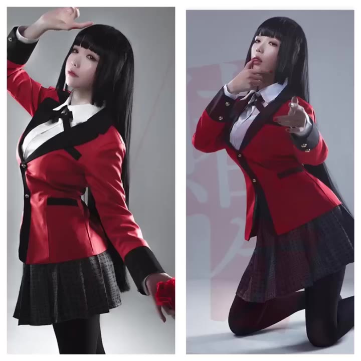 อะนิเมะ-kakegurui-คอสเพลย์-jabami-yumeko-เครื่องแต่งกายญี่ปุ่นชุดนักเรียนหญิง