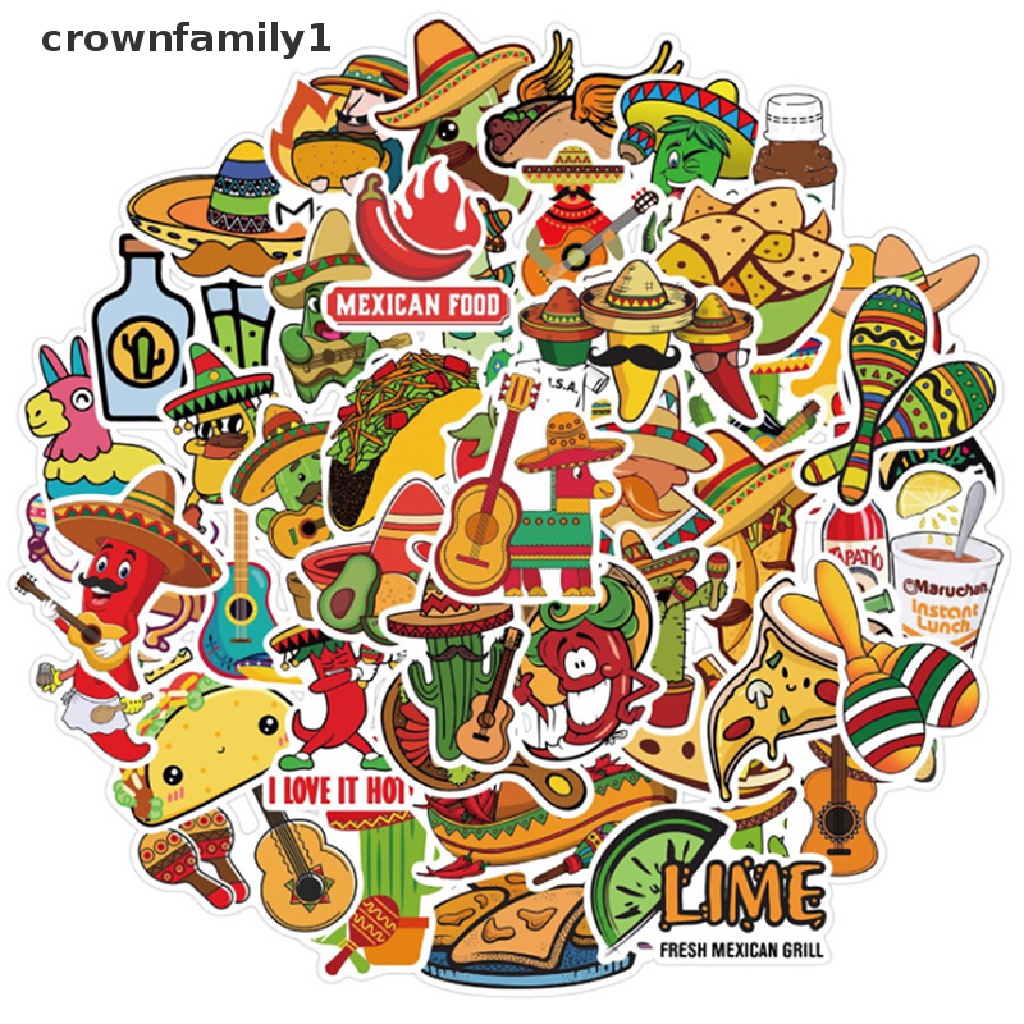 crownfamily1-สติกเกอร์-ลายอาหารเม็กซิกัน-สําหรับติดตกแต่งสเก็ตบอร์ด-ไดอารี่-แล็ปท็อป-รถยนต์-50