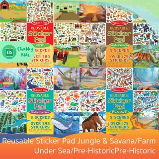 Melissa &amp; Doug - Reusable Sticker Pad Jungle &amp; Savana/Farm/Under Sea/Pre-HistoricPre-Historic