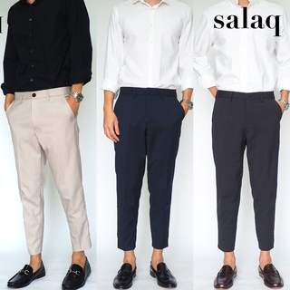 ภาพหน้าปกสินค้ากางเกงสแลคผู้ชายผ้าตัดสูท มีลวดลายในเนื้อผ้า ทรงกระบอกเล็ก กางเกงทำงาน กางเกงหนุ่มเกาหลี ที่เกี่ยวข้อง