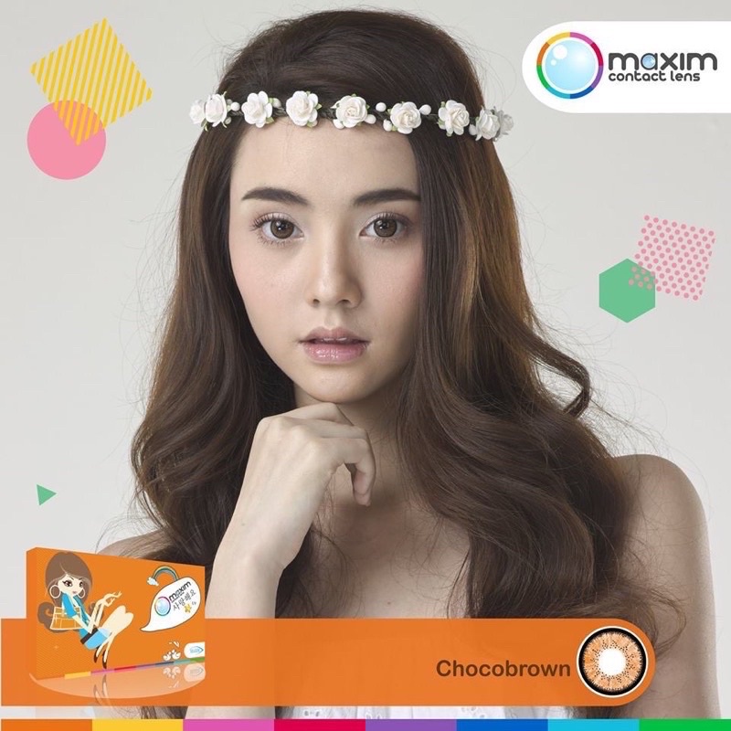 กล่องส้ม-choco-brown-บิ๊กอายส์-สีน้ำตาล-คอนแทคเลนส์-maxim-contact-lens-สายตาสั้น-ค่าสายตา-12-00-บิ๊กอาย-bigeyes-ตาโต