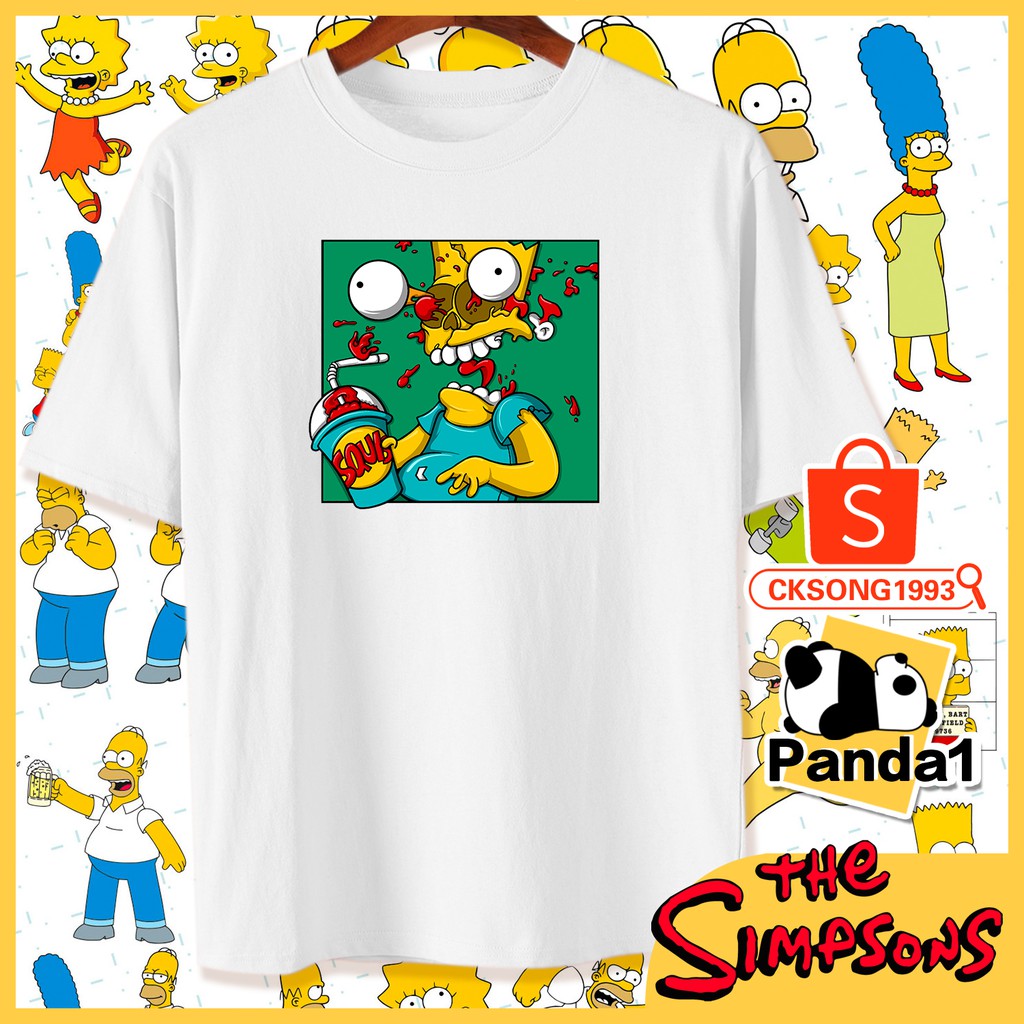 เสื้อยืด Cotton The Simpsons Shirt Bart Simpson Tshirt Lisa Simpson Shirt Cotton Unisex Asian 4796