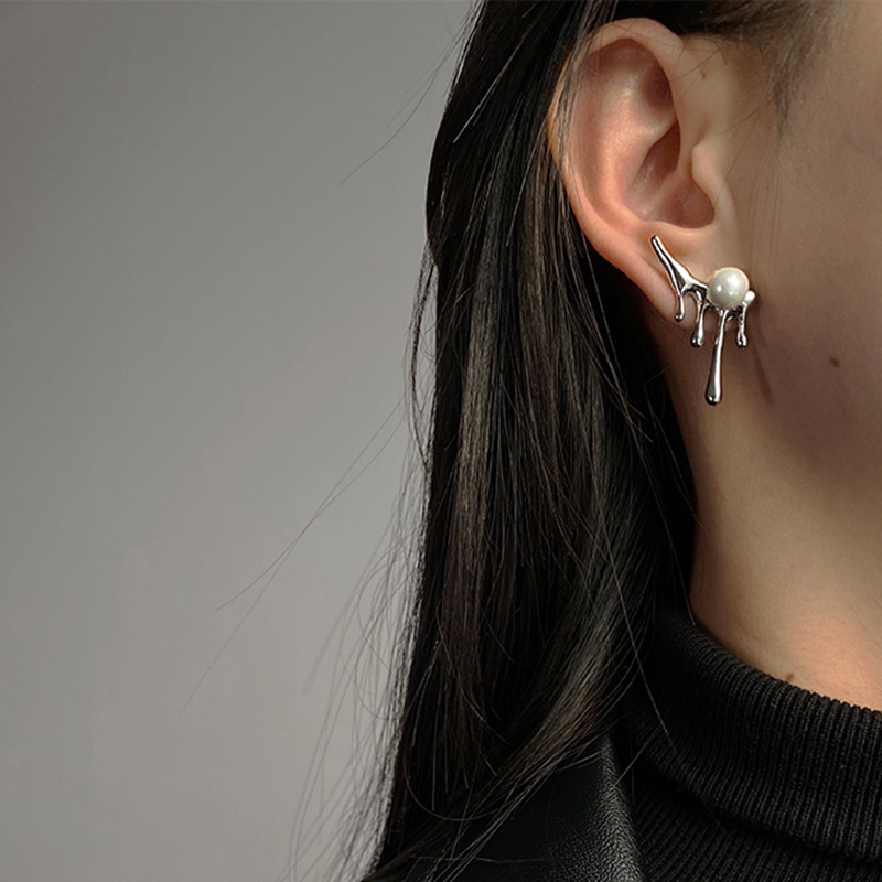925-silver-needle-simple-cold-wind-design-earrings-pearl-metallic-lava-earrings-temperament-earrings-for-girls-for-women