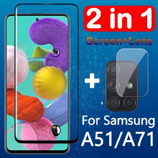 2 In 1 ฟิล์มกระจกนิรภัยและเลนส์กล้องสําหรับ Samsung Galaxy A 51 A 71