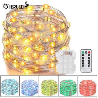 10M 100 LEDs Remote Control 8 Modes Fairy Lights / Battery Powered Copper Wire Starry Lights / Waterproof String Lights Suitable Indoor And Outdoor / Decoration Night Light Perfect For Bedroom,Christmas,Ramadan,Parties,Wedding,Birthday,Kids Room,Window