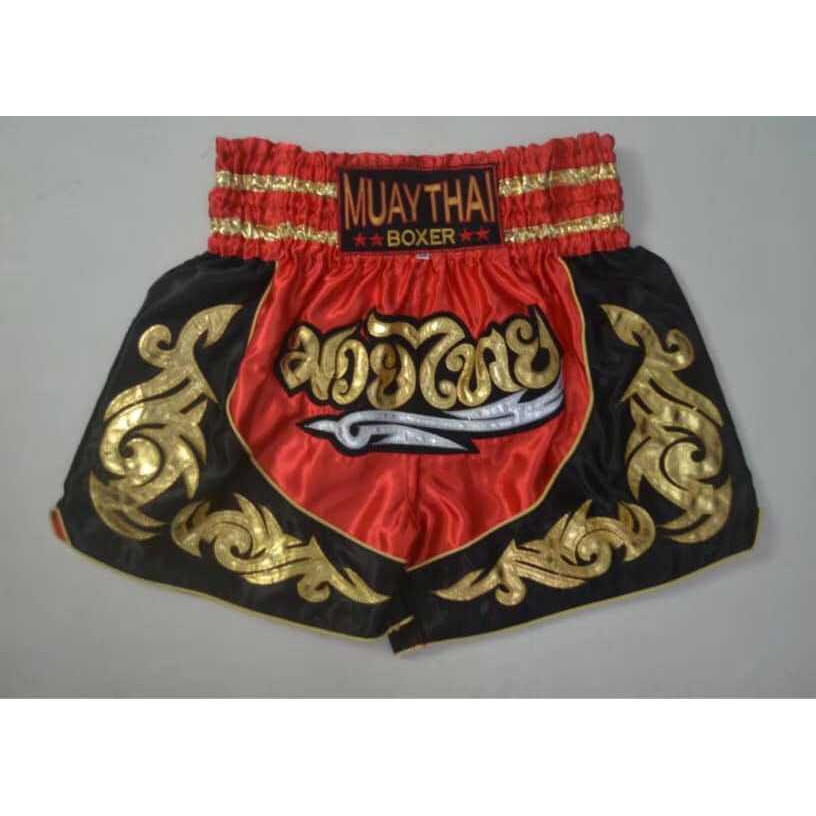 ภาพหน้าปกสินค้ากางเกงมวยไทย - M - Red Gold - Kombat Gear Muay Thai Boxing shorts Pattern