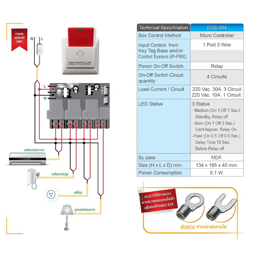 Keytag Power Relay 100A + Keytag All Card กล่องเพิ่มโหลด ควบคุมระบบไฟ ...