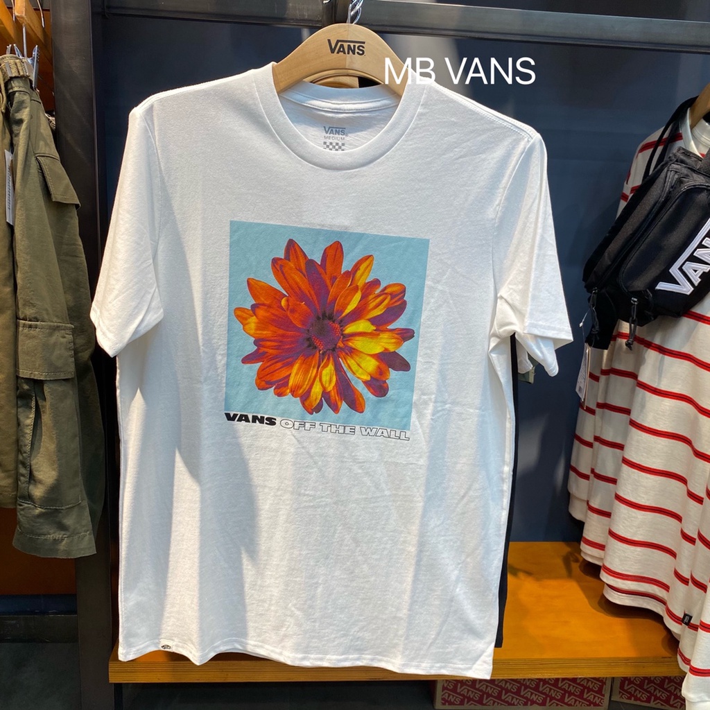 new-vans-vans-เสื้อยืดลําลองสําหรับผู้ชายผู้หญิงแขนสั้นคอกลมลายดอกทานตะวันสีดําสีขาว-vn0a54ktwht-54ktblk