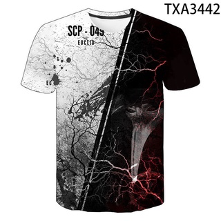 เสื้อยืดลําลอง แขนสั้น พิมพ์ลาย SCP 3 มิติ แนวสตรีท แฟชั่นฤดูร้อน สําหรับผู้ชาย และผู้หญิง