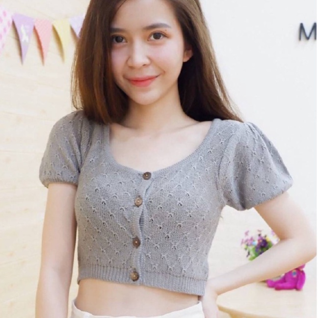 เสื้อไหมพรมคอยูลายฉลูเสื้อครอปไหมพรมงานจริงสวยมากๆผ้านุ่มใส่สบาย