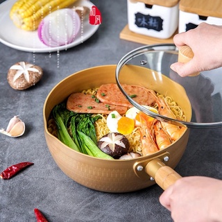 ♣Omelette Frying Pan Non-stick Soup Pan Gold Tamagoyaki Fry Egg Pan Steak Pancake Steam Ramen Pot Kitchen Accessories Co