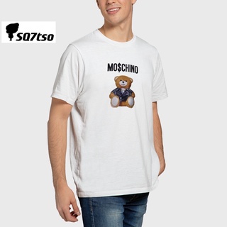 Tee เสือยืดผู้ชาย SQ7tso เสื้อเชิ้ต Moschino ในเสื้อยืดสีขาวสําหรับผู้ชายผู้หญิง Unisex เสื้อยืด Hn4