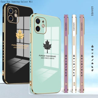 Compatible With Samsung Galaxy M11 M12 M21 M30S M51 M62 F62 M32 M22 4G สำหรับ Electroplating TPU Case Maple Leaf เคส เคสโทรศัพท์ เคสมือถือ