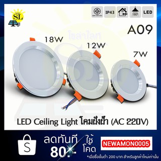 XIGZAG ฝังฝ้า A09 Downlight LED Ceiling Light กลม ไฟLED หน้าขุ่น 220V ไฟส่องแสงสว่าง โคมไฟติดเพดานกลม ฝังฝ้า ดาวไลท์