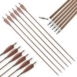 【	6/12PCS】31 "ลูกศรคาร์บอนบริสุทธิ์ SP340-600 4 การยิงธนู Recurve Bow ของตุรกี Feather