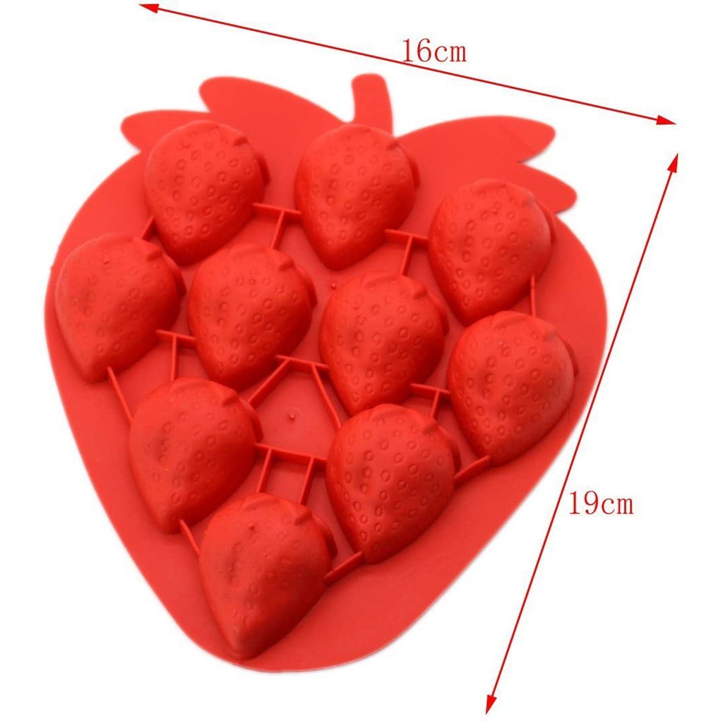 แม่พิมพ์ซิลิโคน-รูปสตรอเบอร์รี่-10-ช่อง-สีแรนดอม-10-pieces-strawberry-mold