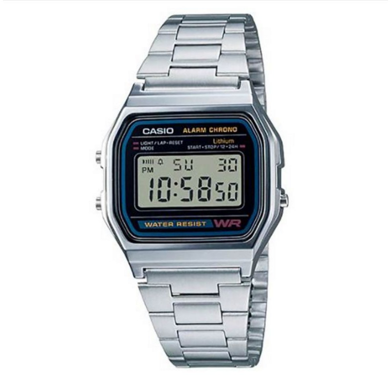 แท้100-casio-นาฬิกาข้อมือ-รุ่น-a158wa-1df-เงิน