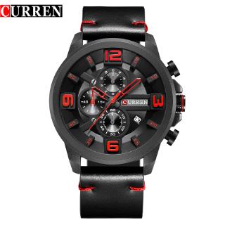 CURREN New Chronograph Black Men Watches Luxury Fashion Sports Male Wrist Watch Leather Strap Calendar Casual Business C