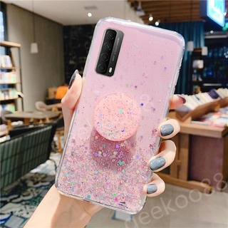 เคสโทรศัพท์ Huawei Y7a Phone Case with Stand Holder Softcase Glitter Star Space TPU Soft Cover Casing for Huawei Y7a เคส